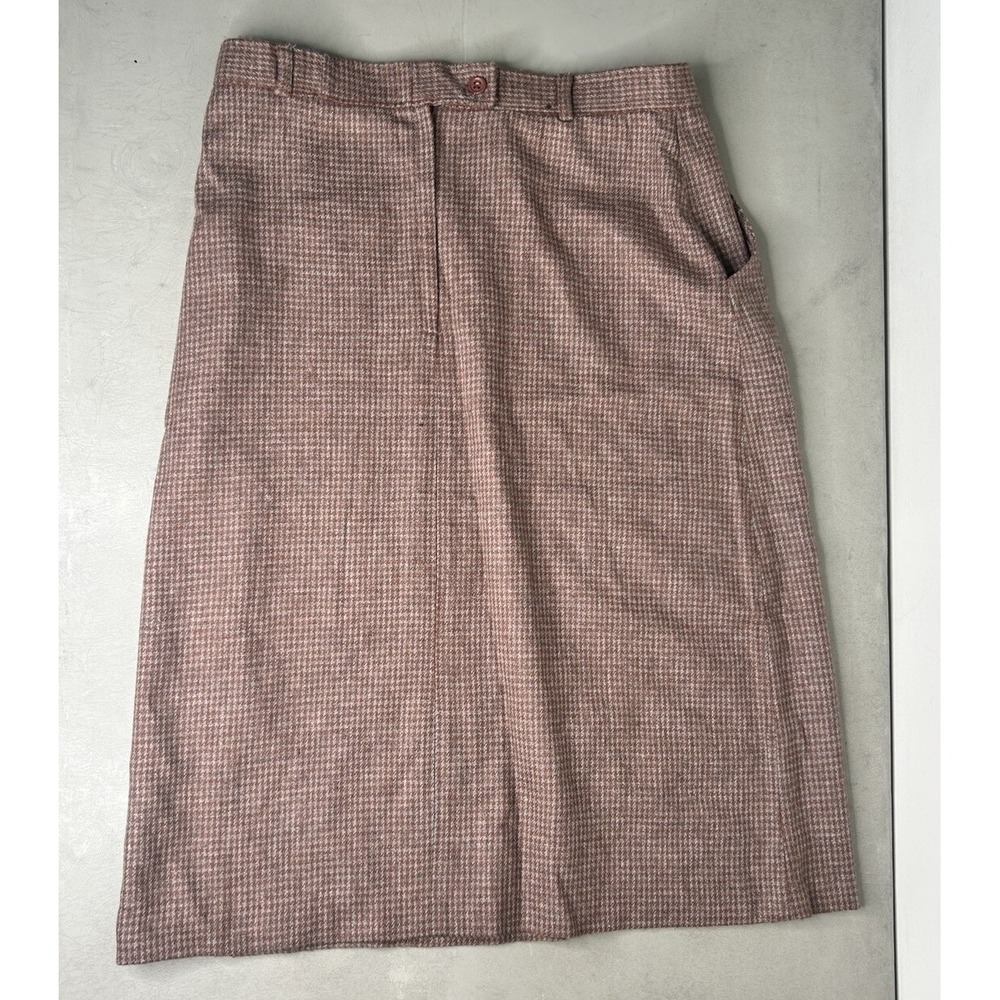 Career Guild 15% Wool Long Buisness Houndstooth Pattern Red Grey Skirt  Sz 14